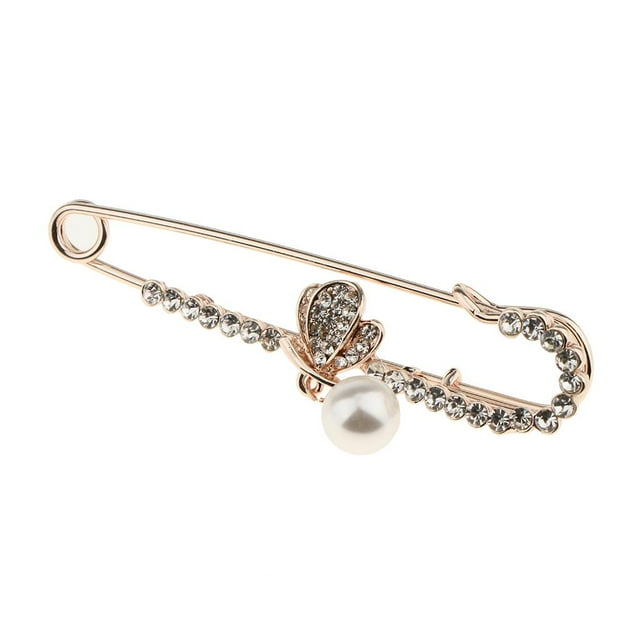 Broche de Seguridad grande Salvador con Perla de Cristal Vintage oro