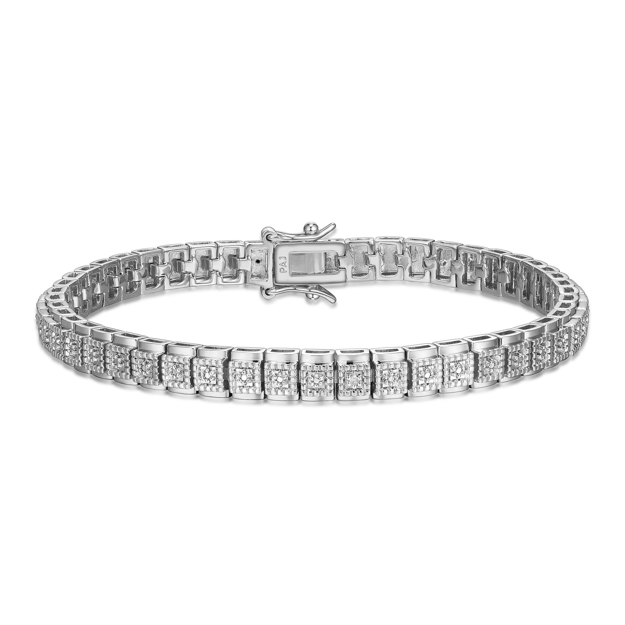 Forever Facets Fine Silver Plated Silver Tone Diamond Cluster Diamond