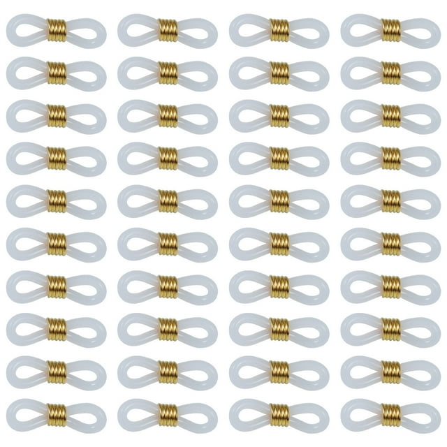 100pcs DIY Silicone Glasses Chain Fixing Ring Spring Buckle Adjustable Non-slip Ring Eyeglasses Accessories (Golden)