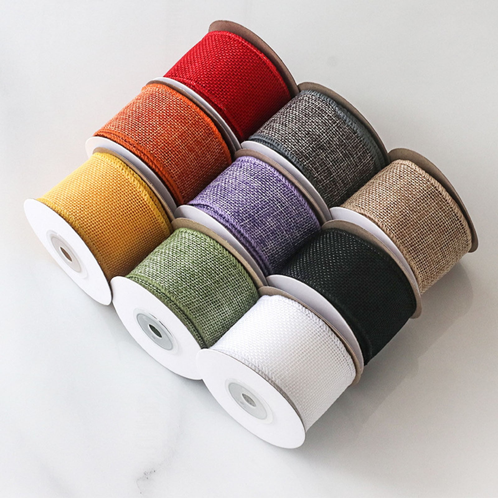 Natural Jute Burlap Ribbon with Wire Edging-4cm Width x 4.5m Length for Christmas DIY Crafts and Holiday Decor, Rustic Multicolored Gift Wrapping, Rustic Ribbon with Iron Wire, 2Pcs(Grey,177x1.5")