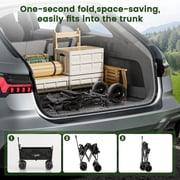 GVDV Collapsible Folding Wagon, 560LBS Large Heavy Duty Utility Cart with All-Terrain Wheels and Adjustable Handles for Shopping, Camping, Sports, Outdoor, Beach, Black