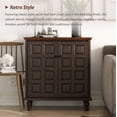 thumbnail image 3 of COZAYH Retro 2 Door Storage Cabinet With Plaid Pattern Front, Vintage Side Table For Bedroom, Living Room, Handles, Two-Shelves, Pine Wood, Brown, Natural Wood, 3 of 8