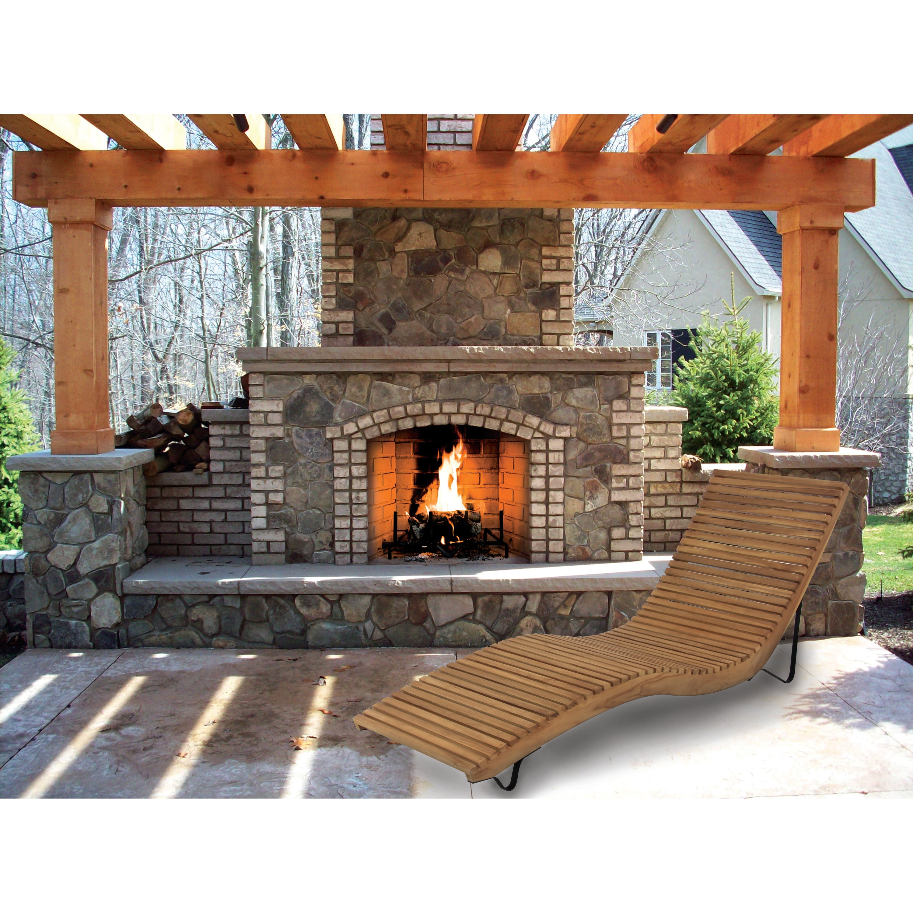 DecMode Teak Wood Indoor Outdoor Chaise Lounge, Brown - Walmart.com