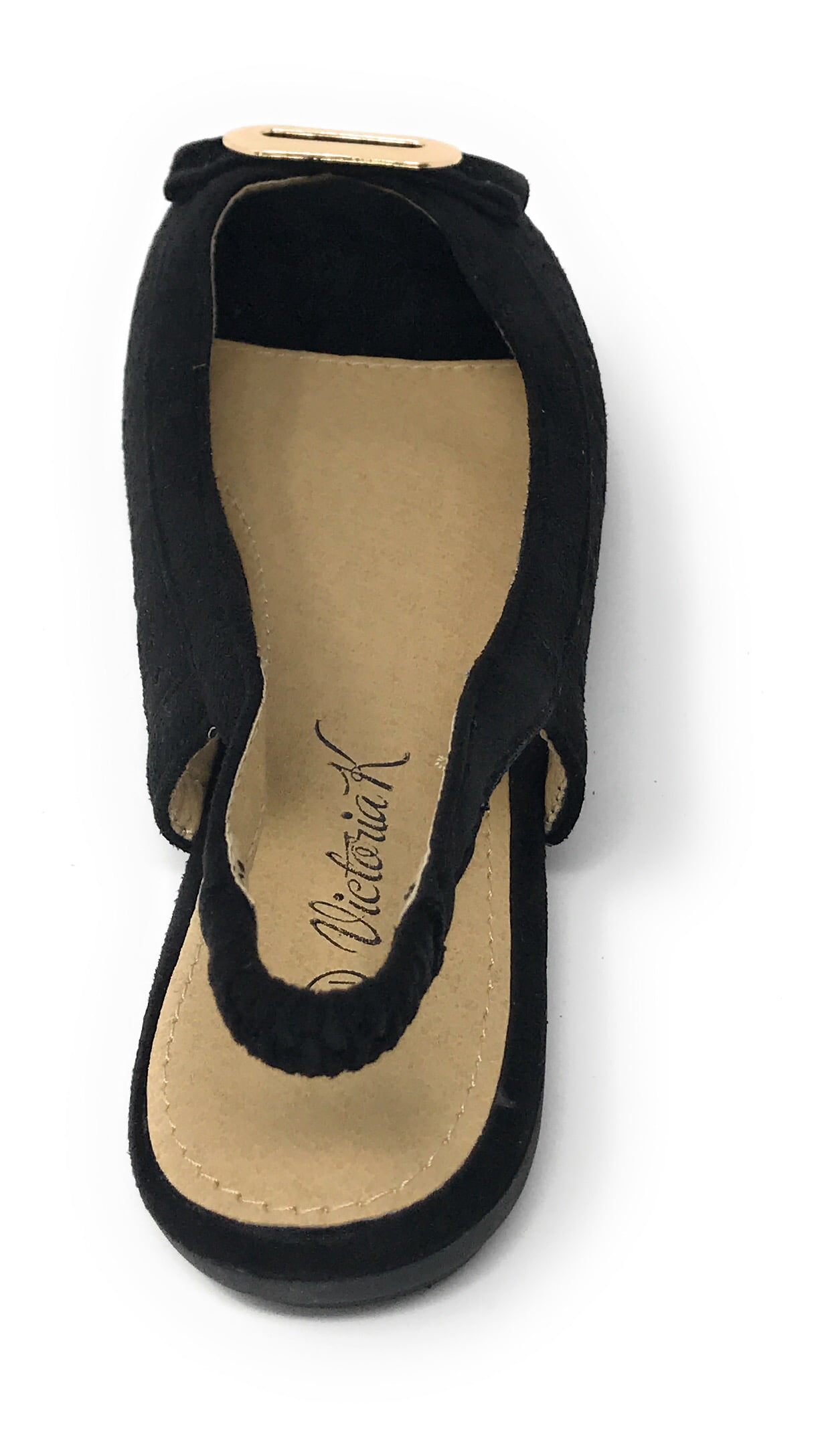 Victoria K Women's Bow With Gold Buckle Ballerina Flats