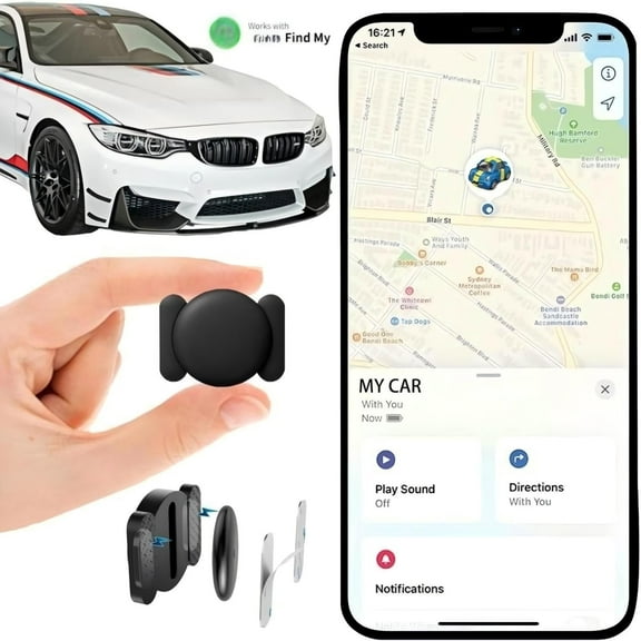 Tracker Device for Vehicles,Car Tracker Device Hidden,Mini GPS Tracking Device for Cars,Hidden GPS Car Tracking Device with Magnetic Waterproof Case, Running in Apple FIND My, No Extra Monthly fee