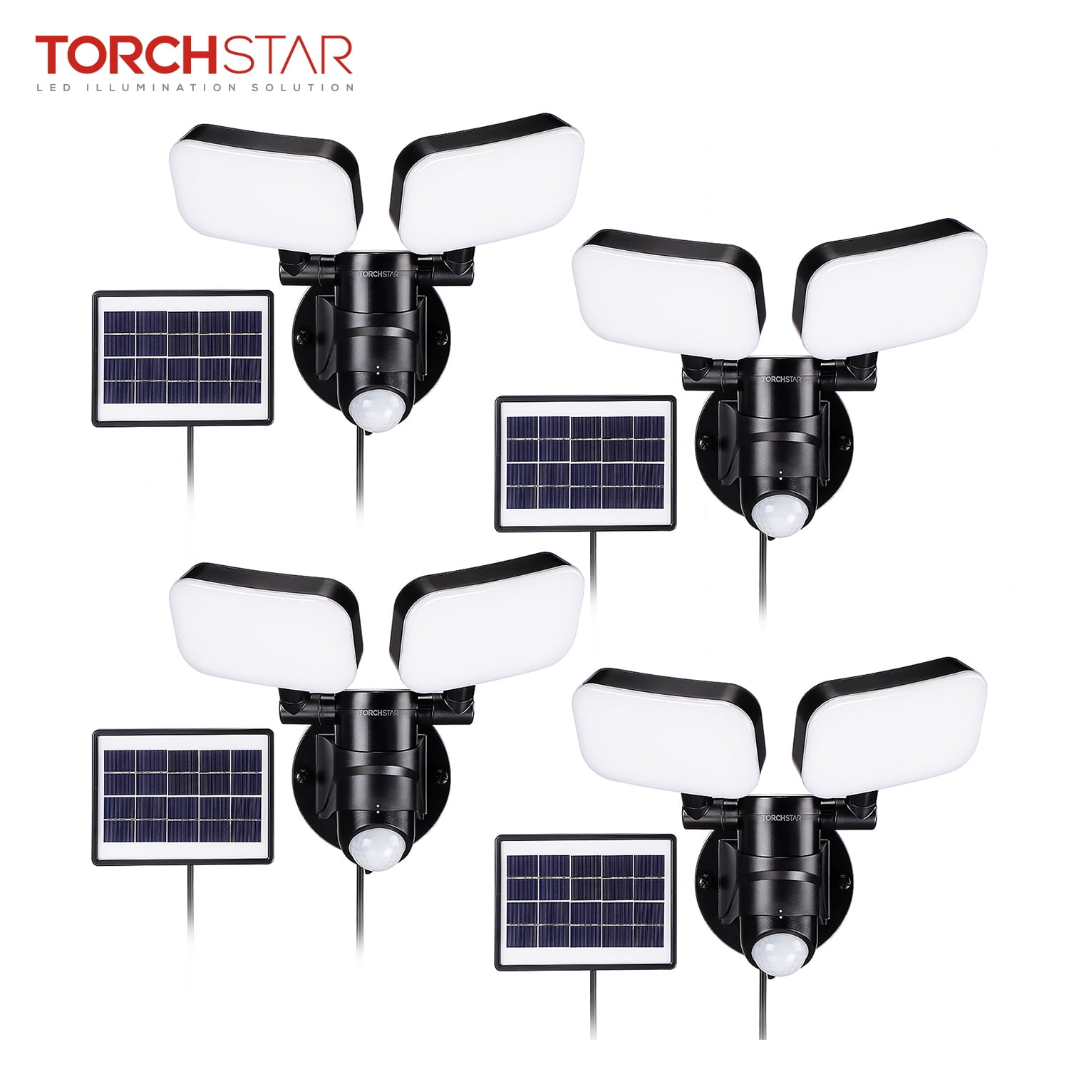 TORCHSTAR 4Pack LED Solar Outdoor Security Lights with Motion Sensor