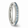 thumbnail image 4 of White Stainless Steel Ring Band with Stones (12) December Cubic Zirconia CZ Blue, 4 of 6