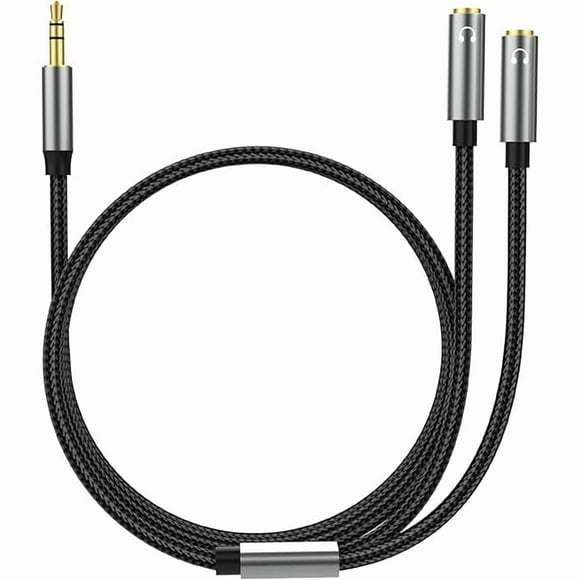 ccwmincc Headphone Splitter, 3.5mm Male to 2 Dual 3.5mm Female Adapter Audio Stereo Y Nylon Braided Headset Splitter Compatible with Phone, iPad, PS4, Switch, Tablet, Laptop (3.93FT)