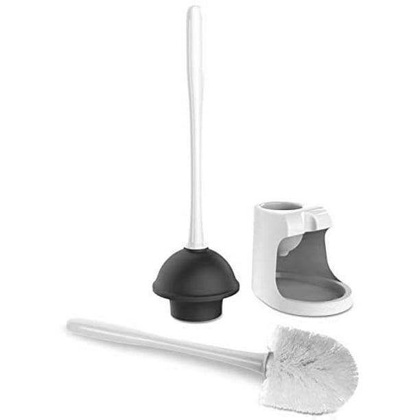 Toilet Plunger and Bowl Brush Combo for Bathroom Cleaning, White, 2 Sets 