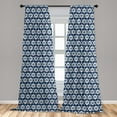 thumbnail image 5 of Ambesonne Ikat Curtains, Circles Dots, Pair of 28"x95", Dark Blue White, 5 of 5