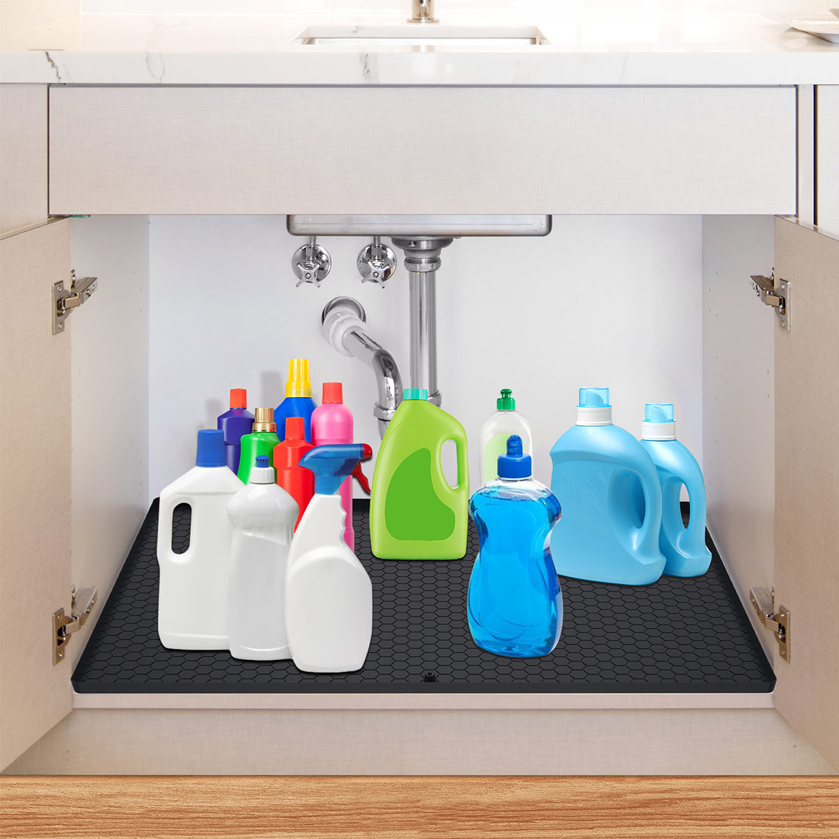 CIVG Silicone Under Sink Mat 34" x 22" Kitchen Sink Liner with Drainage