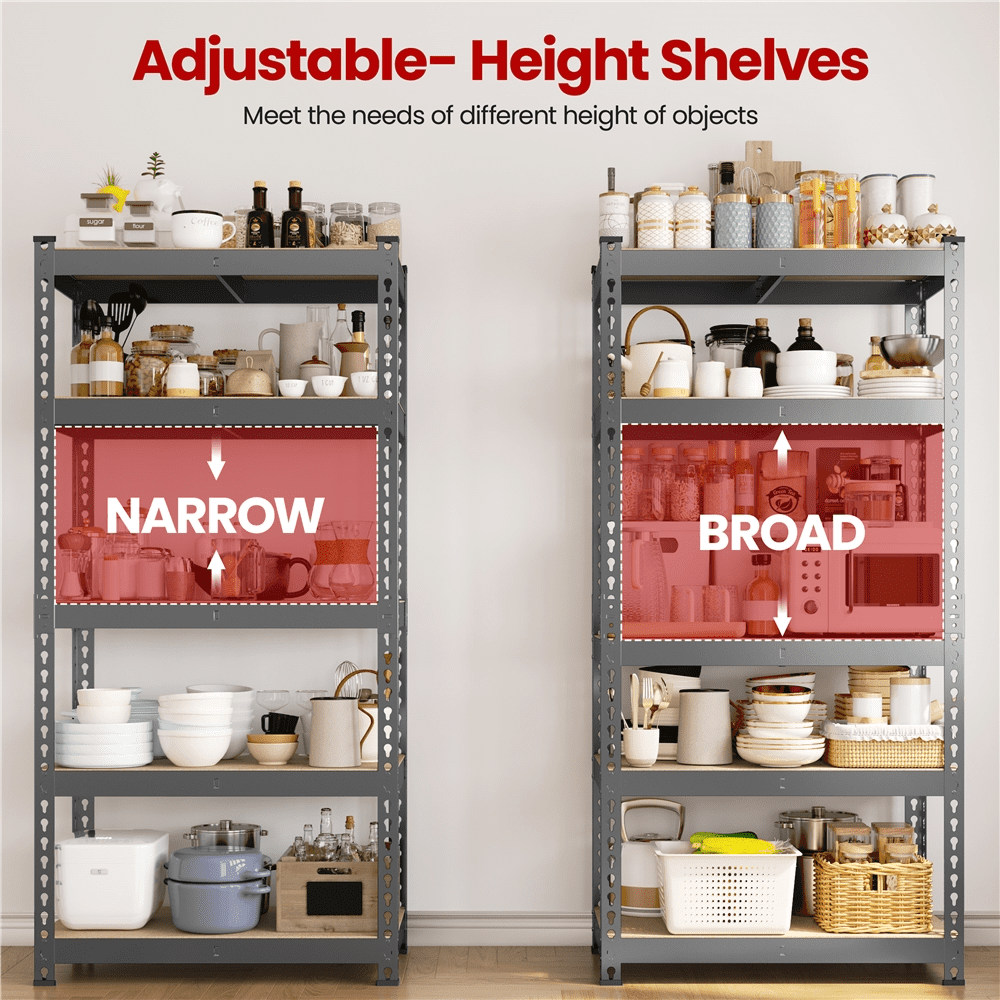 Alden Design 5-Tier Adjustable Steel Storage Rack, Dark Gray
