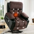 thumbnail image 3 of Segmart Massage Recliner Chairs with Remote Control, PU Leather Ergonomic Recliner Chair with Bread-Type Handrail & Padded Seat Backrest, Black & Brown, 3 of 8