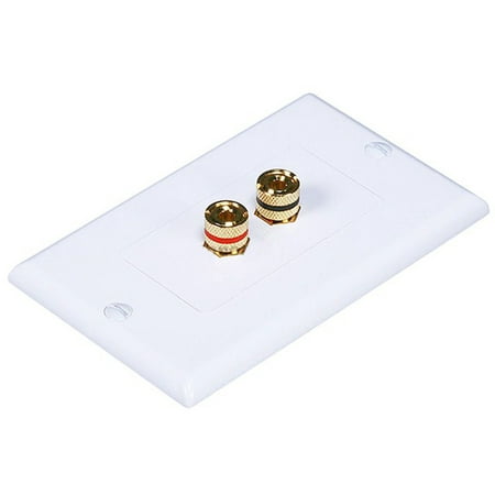 Monoprice High Quality Banana Binding Post Two-Piece Inset Wall Plate for 1 Speaker - Coupler Type