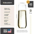 thumbnail image 3 of DECADORN Clear Stemless Champagne Flutes Plastic 48 Pack - 9oz Plastic Champagne Glasses - Durable and Sturdy Mimosa Glasses For Parties - Shatterproof, Recyclable, BPA-Free, Smooth Rims., 3 of 7