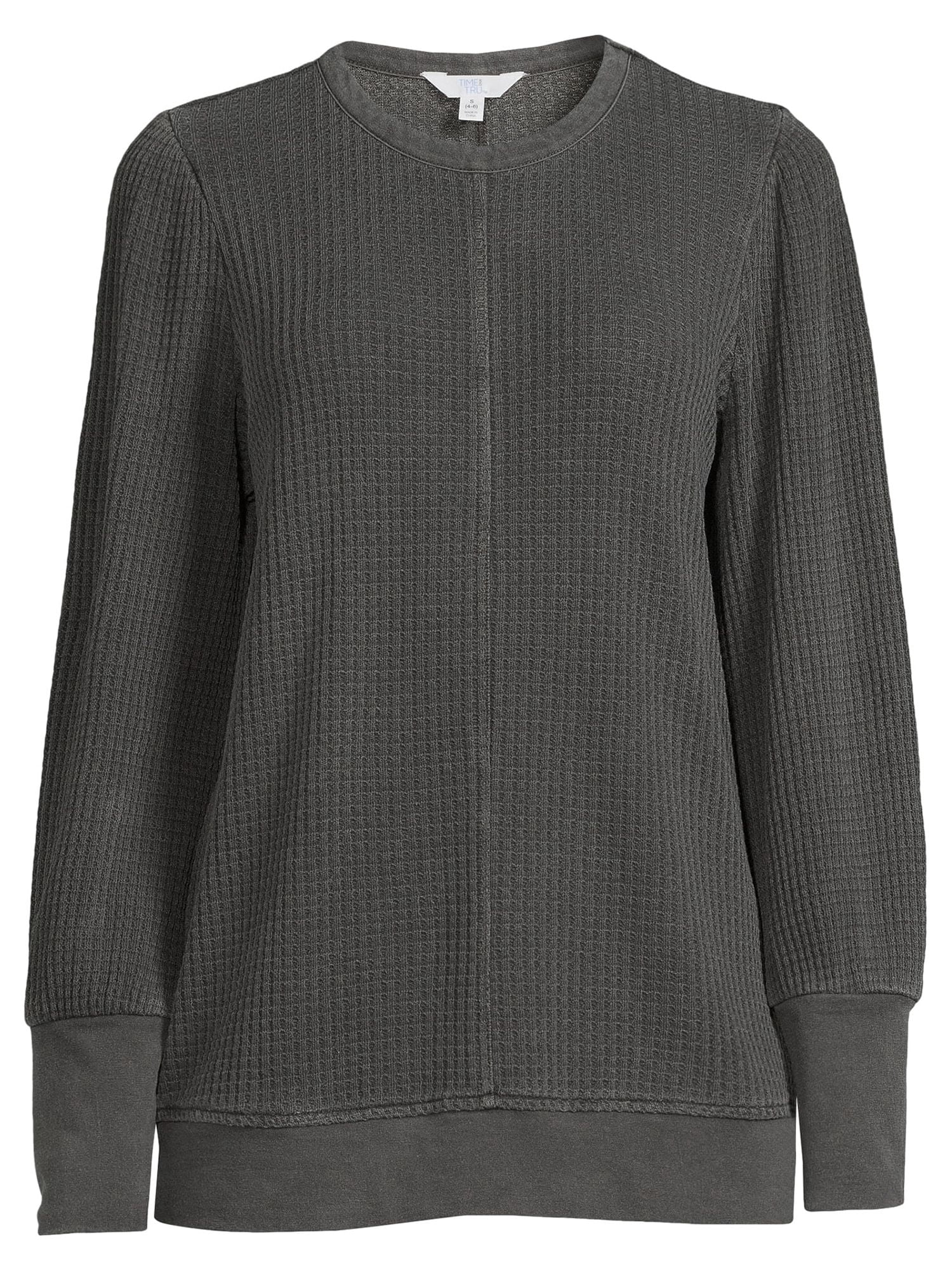 Time and Tru Women's Waffle Pullover Top