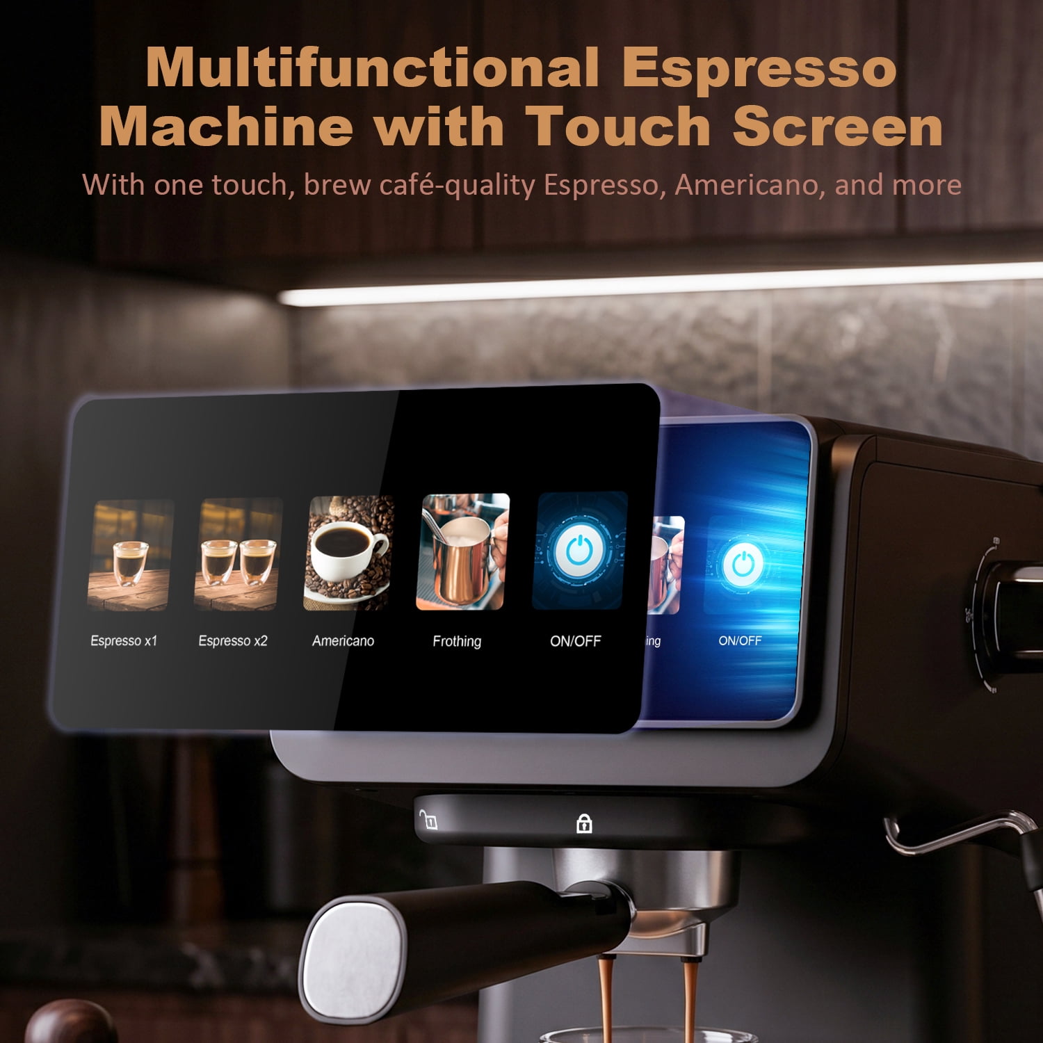 Bluebow Espresso Machine, 20 Bar Coffee Machine with Milk Frother Steam Wand, Coffee Maker for Home- Americano Cappuccino Latte