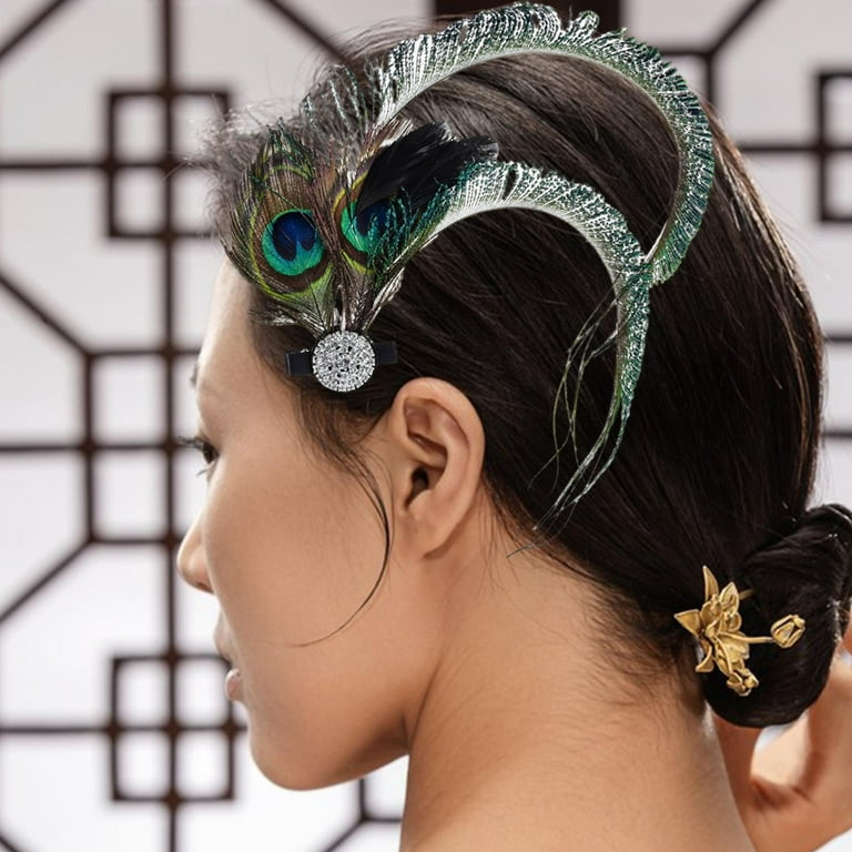 Peacock Feathers Hair Clips
