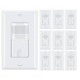 thumbnail image 1 of ECOELER Motion Activated Wall Switch, Neutral Wire Required, Single Pole Sensor Switch for CFL/LED/Incandescent Bulb, Wall Plate Included, Adjustable Timer, 120V/277VAC, 60Hz, 1/6HP, 10Pack, 1 of 4
