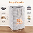 thumbnail image 5 of Xmushyra 2 Pack Large Laundry Baskets, Laundry Hampers, Freestanding Waterproof Collapsible Clothes Basket with Easy Carry Handles in Laundry Room Bathroom Bedroom Dorm,75L, 5 of 6