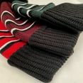 thumbnail image 3 of Stripe Pom Pom Cuff Acrylic Knit Beanie, Classic White/ Dark Green/ Black, One Size, 3 of 6