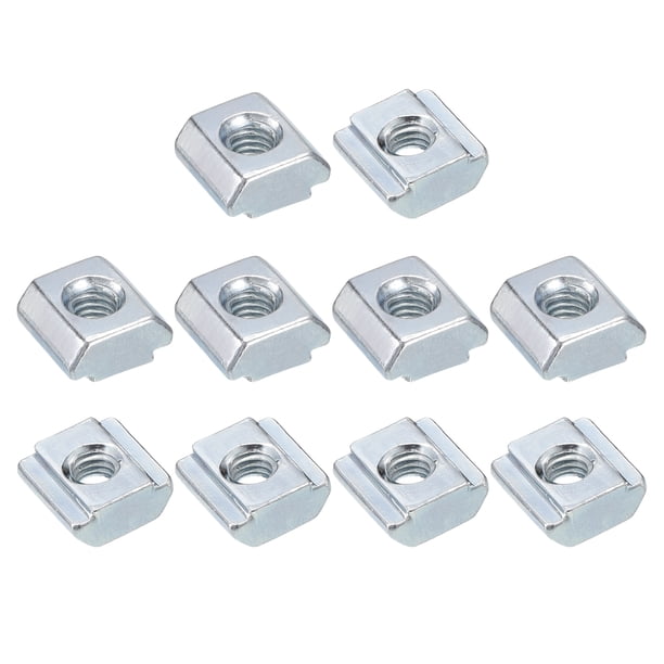 Tuercas T, 60pcs - Tornillos de ranura en T de acero al carbono galvanizado, sujetador de cabeza de martillo M4 de la serie 2020, tuercas deslizantes T para perfil de extrusión de aluminio (Plateado)