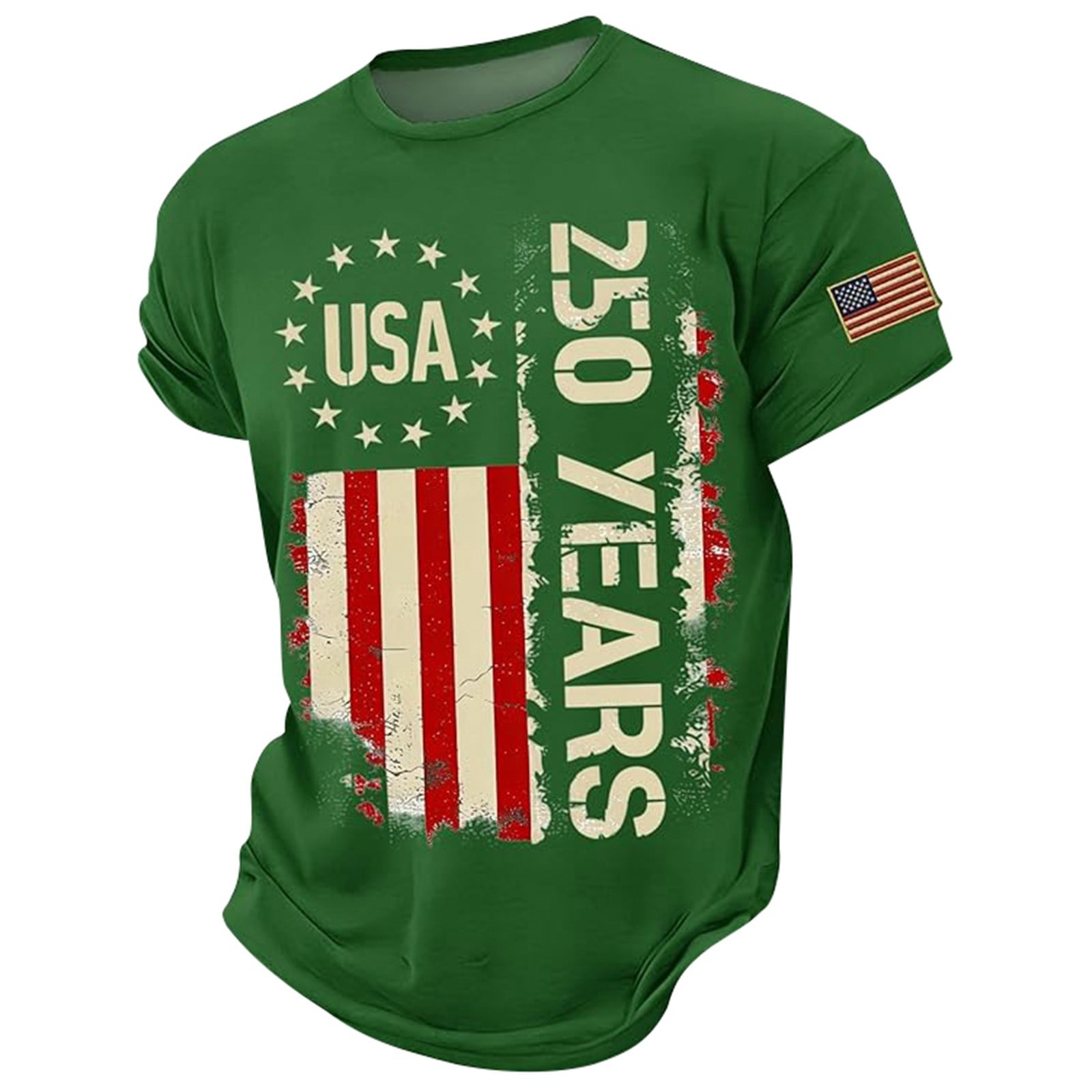 Hihipz Big Boy America 250Th Anniversary Patriotic T-Shirt 250 Years Of Freedom America Flag Print 1776-2026 Independence Day Short Sleeve Tee