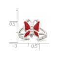 thumbnail image 3 of Sterling Silver Polished Butterfly with Red Enamel Toe Ring, 3 of 3