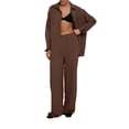 thumbnail image 3 of Conjuntos Casuales de Salón para Mujer, Camisas de Larga con Botones y Pantalones de Pierna , Conjuntos de Chándal Marrón Oscuro S, 3 of 9