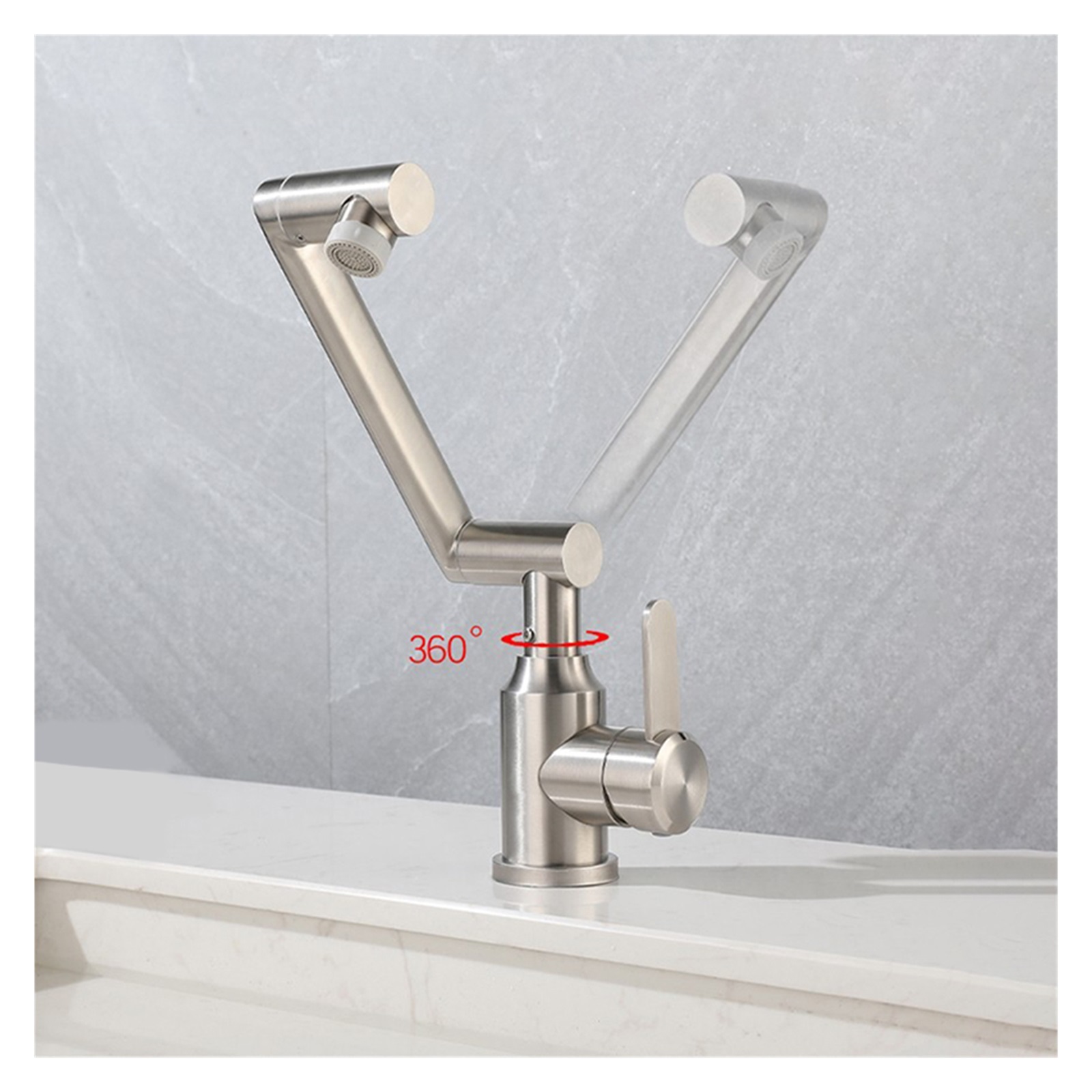 304 Stainless Steel Foldable Basin Mixer Tap 360 Degree Swivel Bathroom Faucets Kitchen Sink Washbasins Hot Cold Water Tapware ,Bar Laundry RV Farmhouse