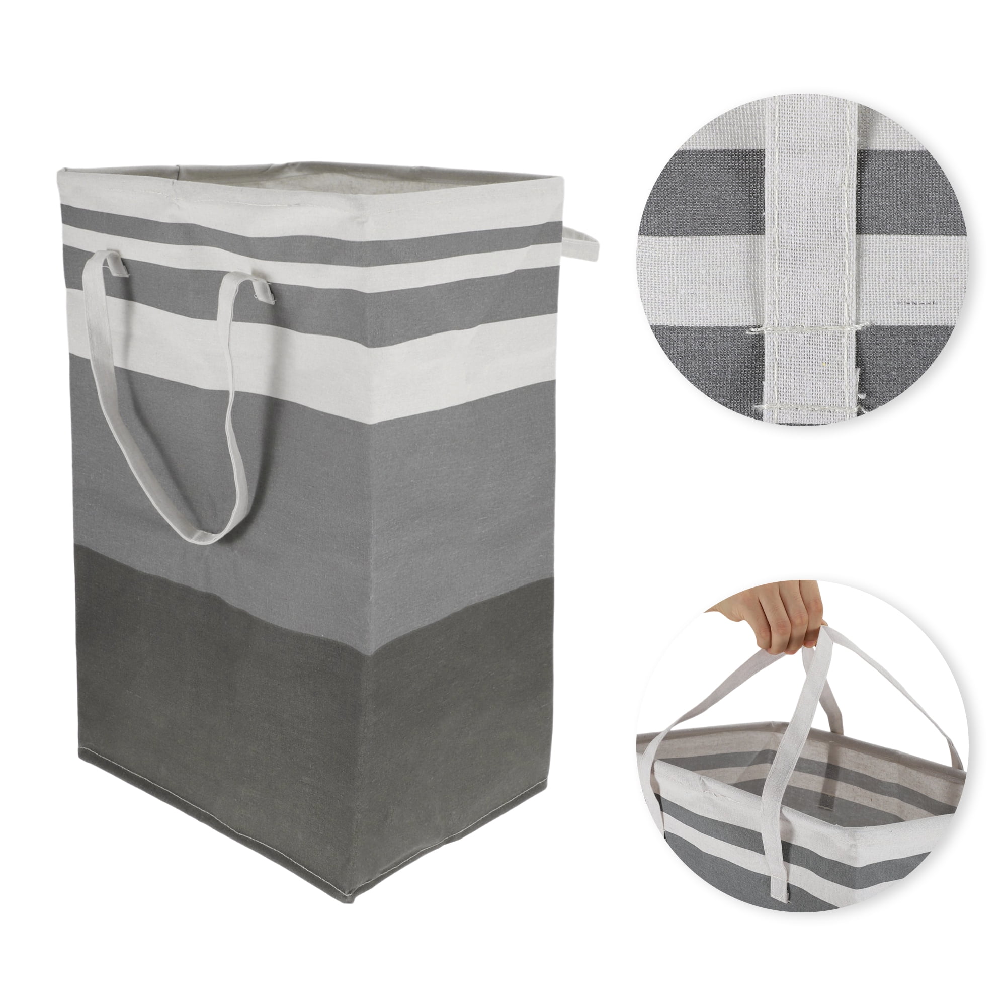 Unique Bargains Laundry Basket, Foldable Laundry Hamper with Handles Gray