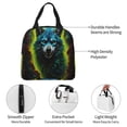 thumbnail image 3 of Yiaed Fluorescent Wolf Print Insulated Lunch Bag Reusable Cute Tote Lunch Box, Leakproof Cooler Lunch Bags for Work Office Travel School Picnic, 3 of 5