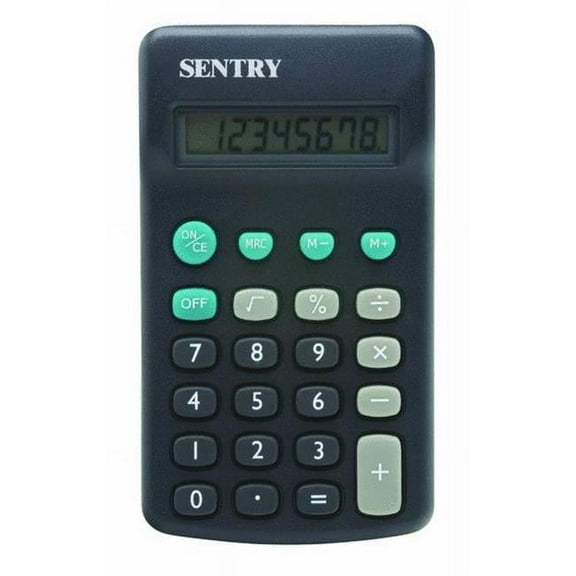 Sentry CA338 Solar Powered Dual Power Calculator, Black