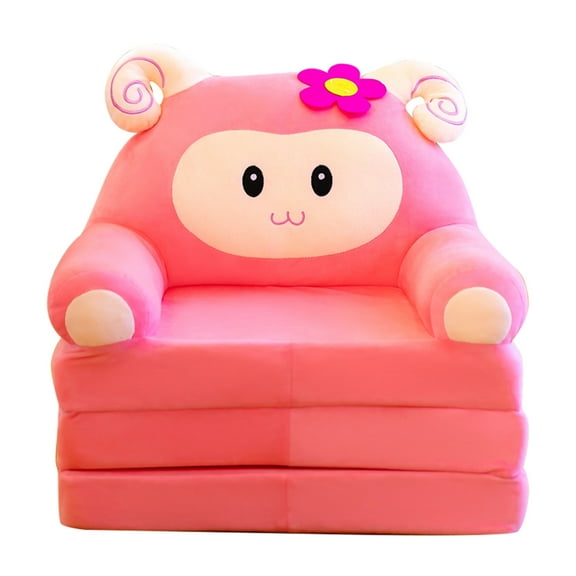 Plush Foldable Kids Sofa Backrest Armchair 2 In 1 Foldable Children Sofa Cute Cartoon Lazy Sofa Children Flip Open Sofa Bed For Living Room Bedroom Without Liner Filler Cushion