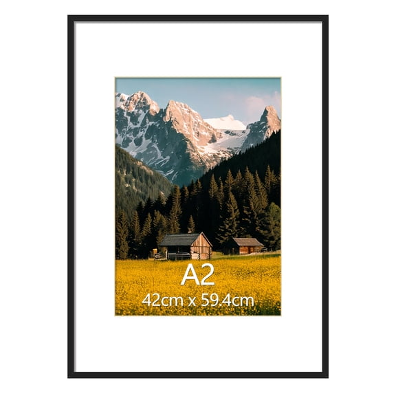 A3 Picture Frame Matted A2 Photo, Gallery Wall Frame, Black