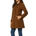 thumbnail image 5 of INSPIRE CHIC Women's Classic Single Breasted Winter Long Trenchcoat with Pockets L Deep Brown, 5 of 7