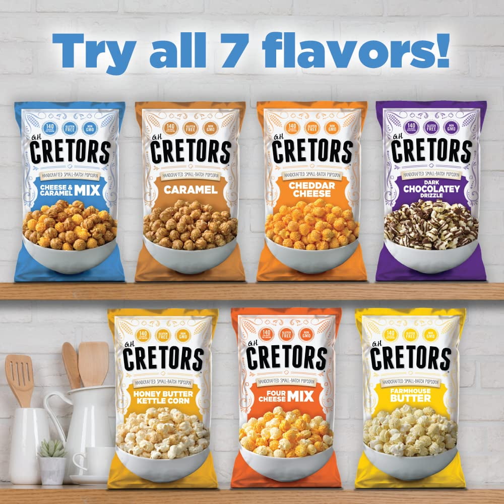 G.H. Cretors, Cheddar Cheese Flavor Popcorn Single Serving Bags (6 Pack - 2.5 Oz Each)