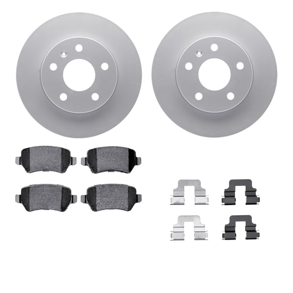 Dynamic Friction Company Rear Geospec Brake Rotors with 5000 Advanced Brake Pads includes Hardware 4512-53020