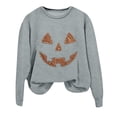 thumbnail image 4 of WOYY Girls Halloween Pumpkin Sweatshirt Casual Active Lined Pullover Top, Size 2-14, 4 of 5