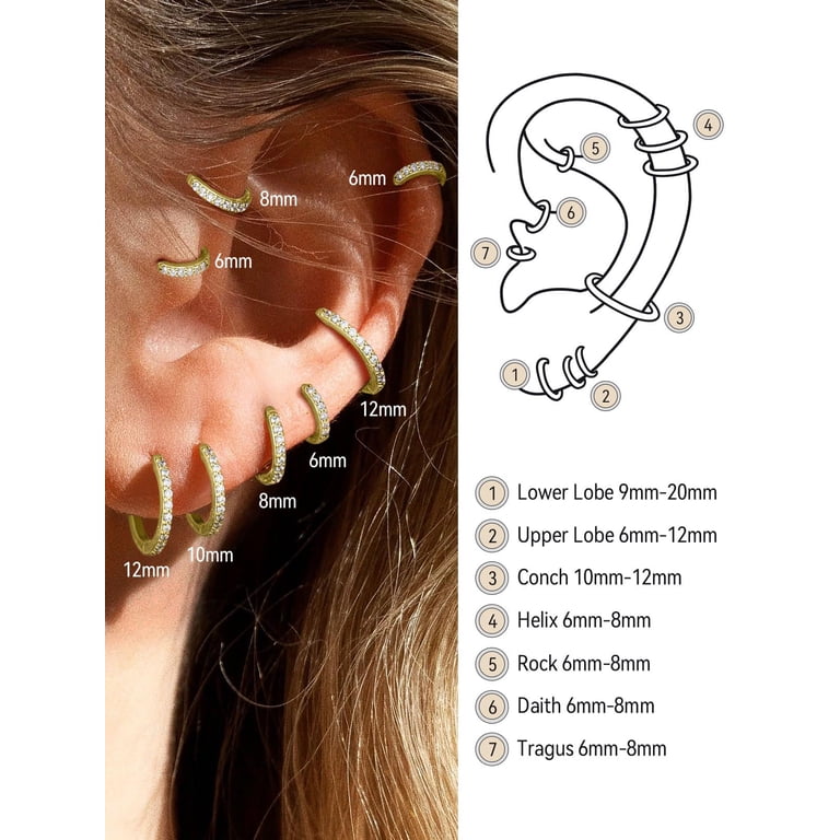 Hoop Earrings in 925 Sterling Silver or Gold for Men and Women, Unisex Hoops Earrings, Hypoallergenic and Lightweight, Sleeper Earrings
