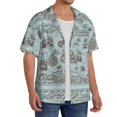 thumbnail image 4 of Disketp Men's Hawaiian Pirate Adventure Map Print Shirts Button Down Holiday Beach Shirts-Small, 4 of 7