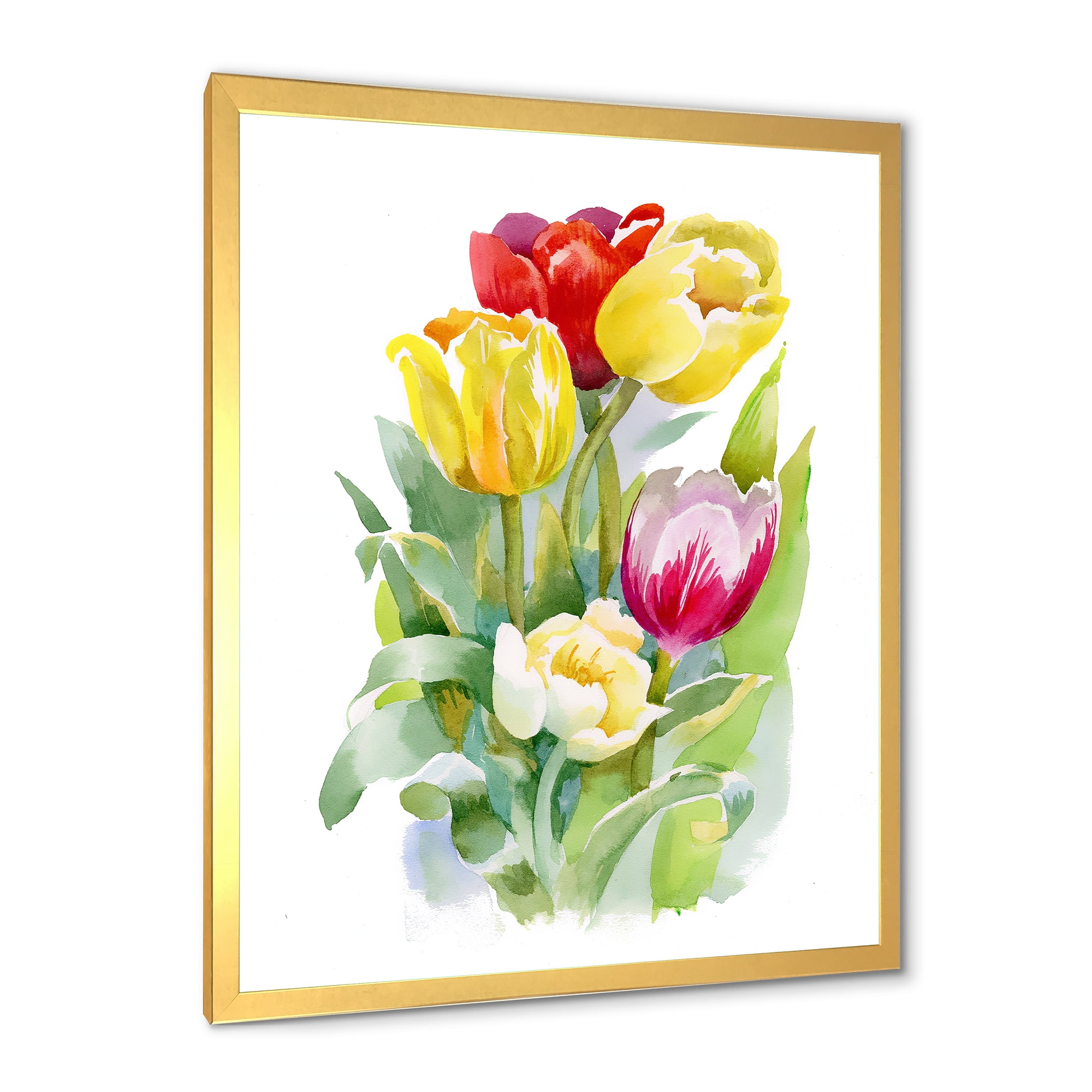 Designart 'Bouquet of Red and White Tulips' Traditional Framed Art Print