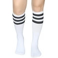 thumbnail image 4 of Classic Triple Stripes Over the Calf Cotton Retro Tube Socks for Men and Women,black/White, 4 of 4