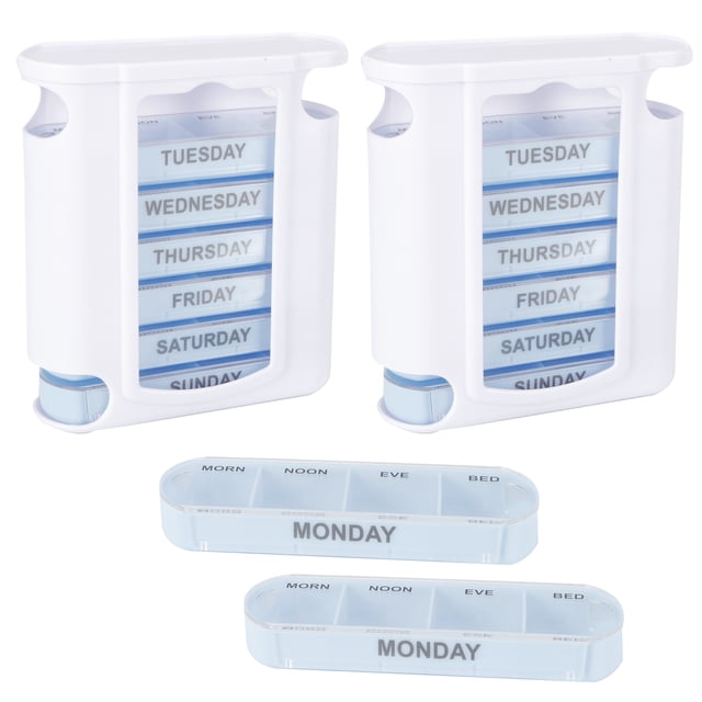 Portable Medicine Box,2Set Portable 28 Grids Tablets Container Medicine Organizer High Capacity