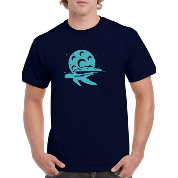 Sea Turtle And Moon Art T-Shirt Men -Image by Shutterstock, Male 5X-Large