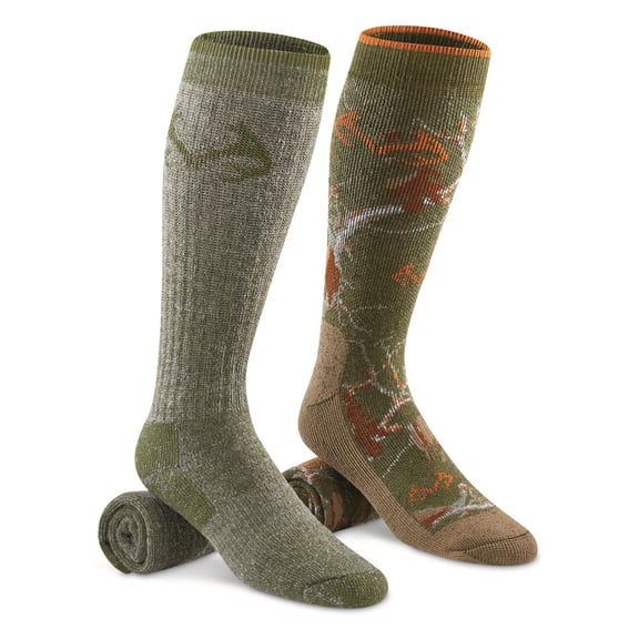Realtree Men's Merino Wool Blend Boot Socks, 2 Pairs