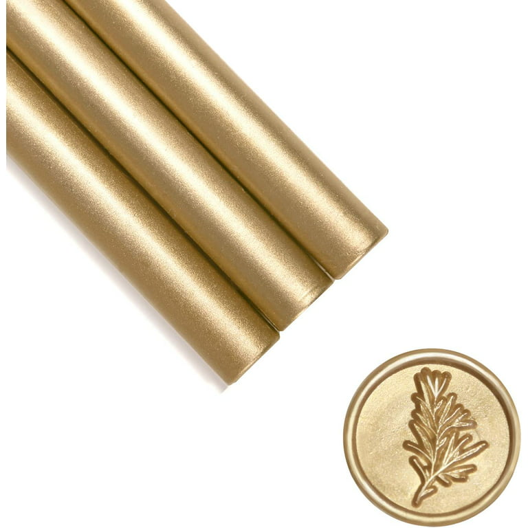 UNIQOOO Glue Gun Sealing Wax Sticks for Wax Seal Stamp - Prosecco Metallic Light Gold, Great for Wedding Invitation, Card Envelope, Snail Mail, Wine