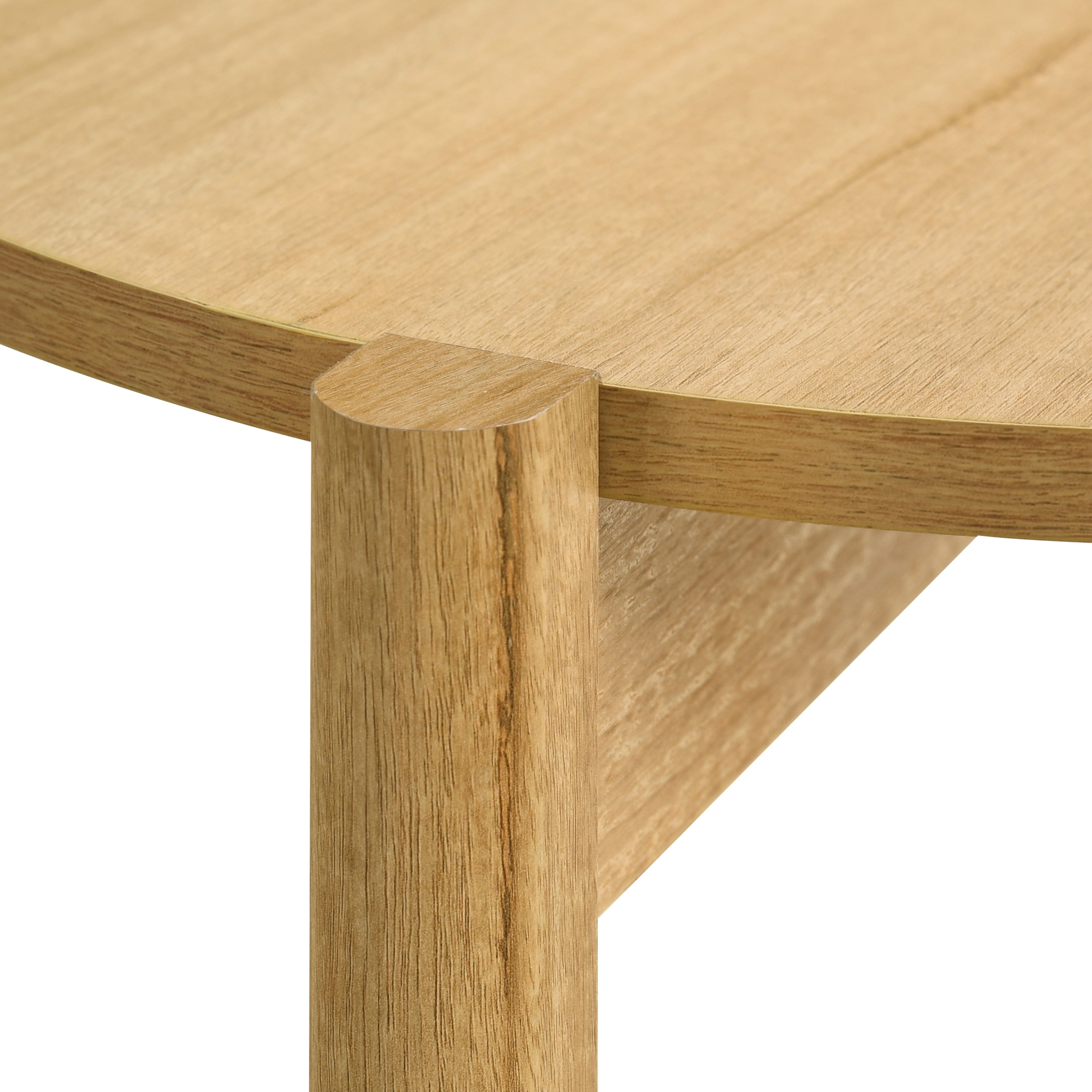 Furniture of America Afra Modern Wood Round End Table with Open Bottom Shelf, Natural