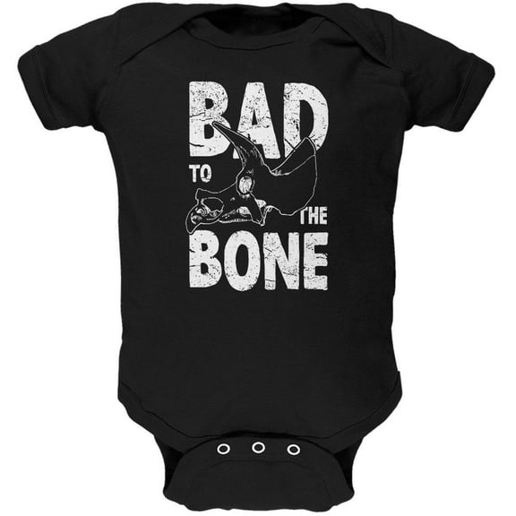 Dinosaur Triceratops Bad to the Bone Soft Baby One Piece Black 0-3 M