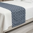 thumbnail image 2 of Vintage Bed Runner, Monochromatic Classic Simple Tiling with Geometric Art Elements, Decorative Accent Bedding Scarf for Hotels Homes and Guestrooms, King, Dark Slate Blue White, by Ambesonne, 2 of 2